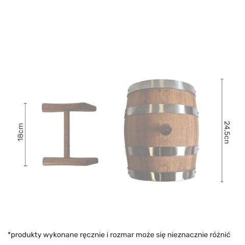 Beczka drewniana dębowa 3l wypalana na bimber, whisky lub wino + grawer Beczka drewniana dębowa 3l wypalana na bimber, whisky lub wino + grawer