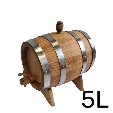 Beczka drewniana dębowa 5l wypalana na bimber, whisky lub wino + grawer Beczka drewniana dębowa 5l wypalana na bimber, whisky lub wino + grawer