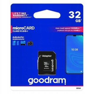 Karta Pamięci GOODRAM microSDHC 32GB class 10 UHS-I + adapter SD