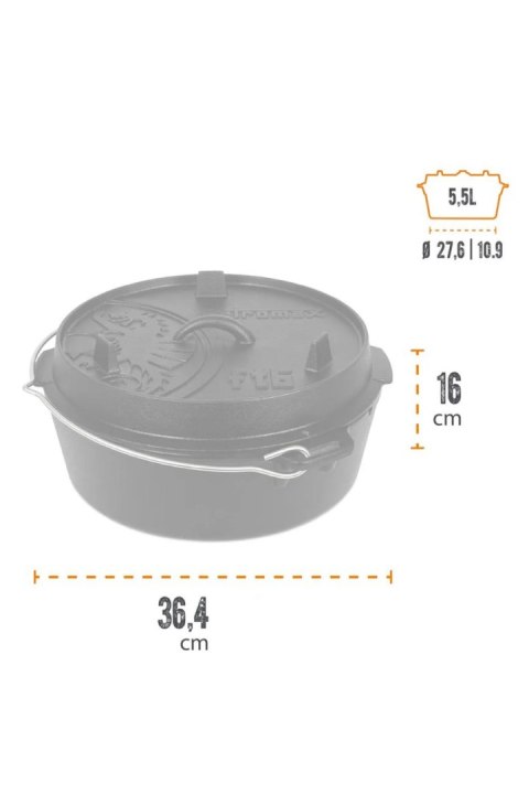 Żeliwny Kociołek Holenderski Petromax 9 L Żeliwny Kociołek Holenderski Petromax 9 L