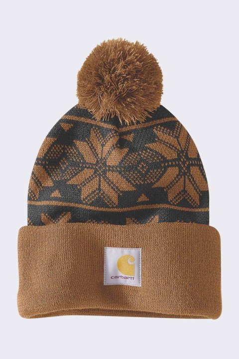 Czapka Carhartt Knit Pom Jacquard Beanie Brown Czapka Carhartt Knit Pom Jacquard Beanie Brown
