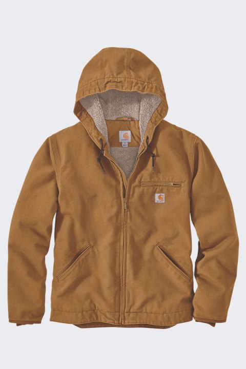 Kurtka Carhartt Washed Duck Sherpa Lined Brown