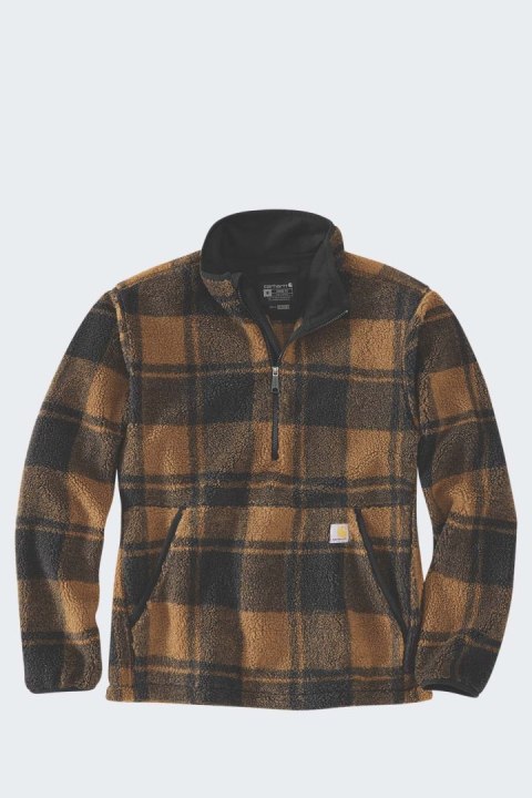 Polar Carhartt Fleece Pullover BrownBlack Plaid Polar Carhartt Fleece Pullover BrownBlack Plaid