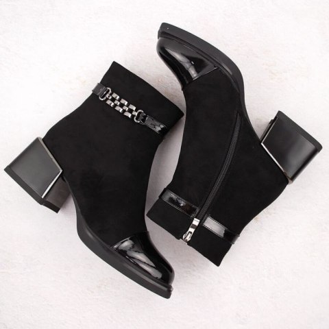 Botki D&A S.Barski na ozdobnym obcasie Premium Collection W MR880-018 OLI269A