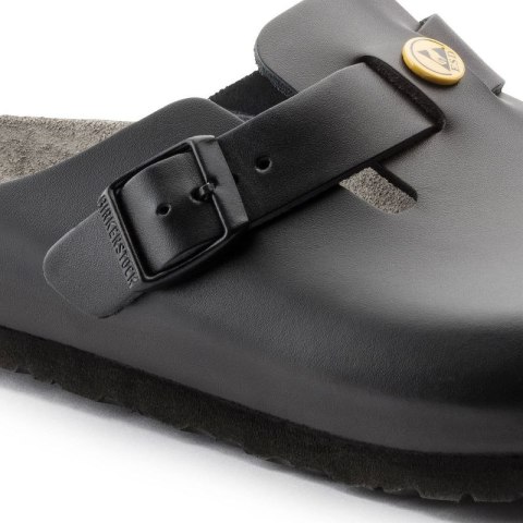 Chodaki damskie Birkenstock Boston ESD Black skóra naturalna klapki medyczne narrow wąskie (0061368) Chodaki damskie Birkenstock Boston ESD Black skóra naturalna klapki medyczne narrow wąskie (0061368)