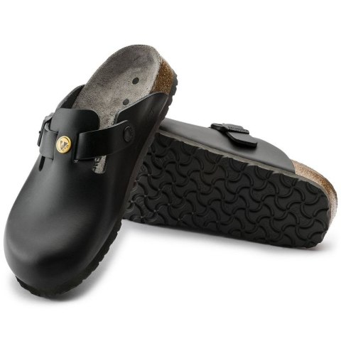 Chodaki damskie Birkenstock Boston ESD Black skóra naturalna klapki medyczne narrow wąskie (0061368) Chodaki damskie Birkenstock Boston ESD Black skóra naturalna klapki medyczne narrow wąskie (0061368)