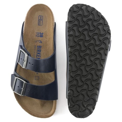 Klapki Birkenstock Arizona Soft Footbed Oiled Leather Narrow damskie/męskie Blue Niebieskie na wąską stopę olejowana skóra (1013