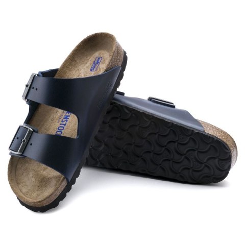 Klapki Birkenstock Arizona Soft Footbed Oiled Leather Narrow damskie/męskie Blue Niebieskie na wąską stopę olejowana skóra (1013