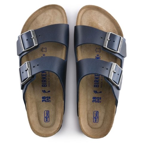 Klapki Birkenstock Arizona Soft Footbed Oiled Leather Narrow damskie/męskie Blue Niebieskie na wąską stopę olejowana skóra (1013