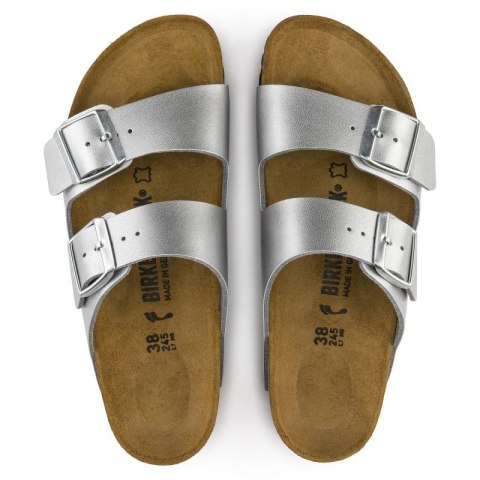 Klapki damskie Birkenstock srebrne Arizona Birko-Flor Silver regular szerokie (1012282)
