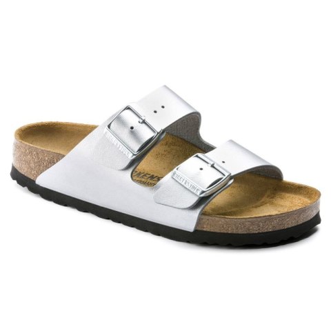 Klapki damskie Birkenstock srebrne Arizona Birko-Flor Silver regular szerokie (1012282)