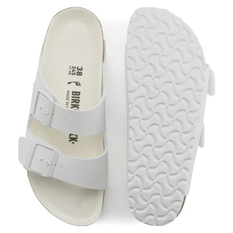 Klapki damskie/męskie Birkenstock Arizona Birko-Flor Regular na szeroką stopę na lato białe (1019061)