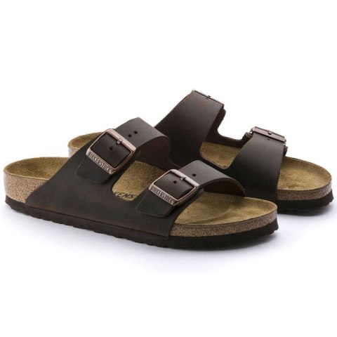 Klapki damskie/męskie brązowe Birkenstock Arizona Nubuk Habana narrow wąskie (52533)