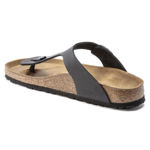 Japonki damskie/męskie Birkenstock Gizeh NU Oiled Black Regular olejowana skóra na szeroką stopę (0845251)