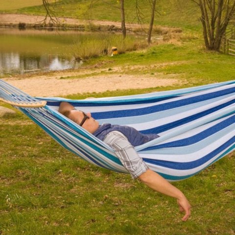 Hamak ogrodowy 2 osobowy Luxe XXL 250x150 cm niebieski 1021201 Hamak ogrodowy 2 osobowy Luxe XXL 250x150 cm niebieski 1021201