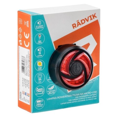 Lampa rowerowa Radvik tylna Leirvik 92800314900 Lampa rowerowa Radvik tylna Leirvik 92800314900