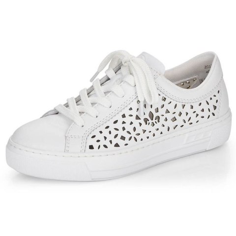 Skórzane komfortowe buty Rieker W RKR641 białe