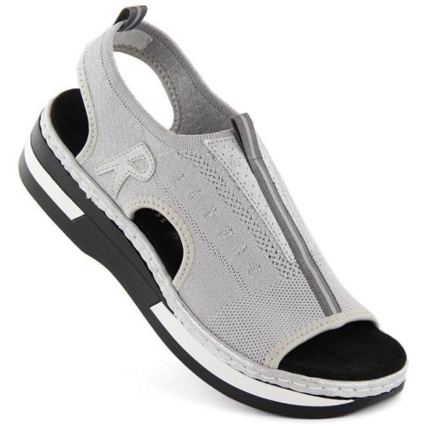 Komfortowe sandały wsuwane Rieker W RKR686 metallic