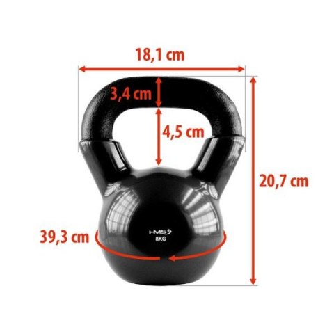Kettlebell żeliwny Black HMS KNV08 Kettlebell żeliwny Black HMS KNV08