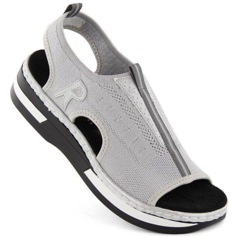 Komfortowe sandały wsuwane Rieker W RKR686 metallic