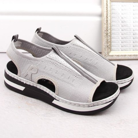 Komfortowe sandały wsuwane Rieker W RKR686 metallic