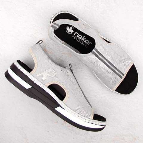 Komfortowe sandały wsuwane Rieker W RKR686 metallic